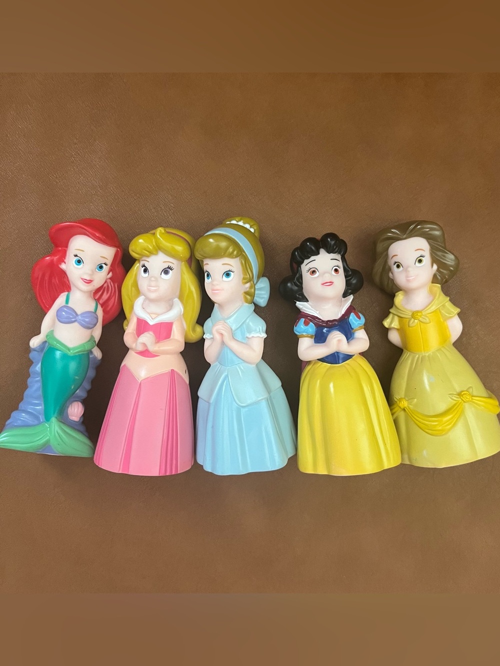 Vtg Disney Princess Squeeze Toys Ariel Aurora Cinderella Snow White Belle